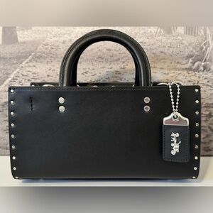 NWT Coach Rogue 26 with Rivets Glovetanned Leather Bag Black Silver CU048